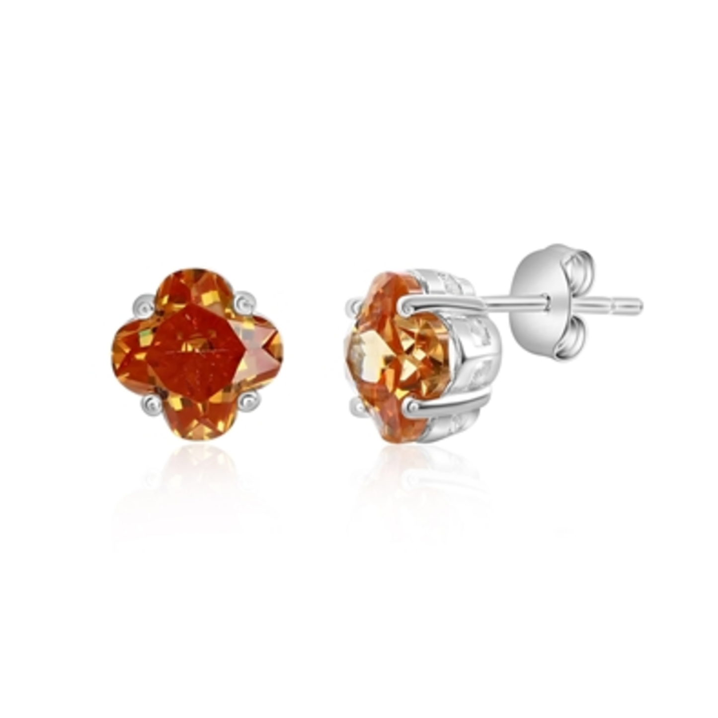 STERLING SILVER CITRINE STUDS, ORANGE, 7MM