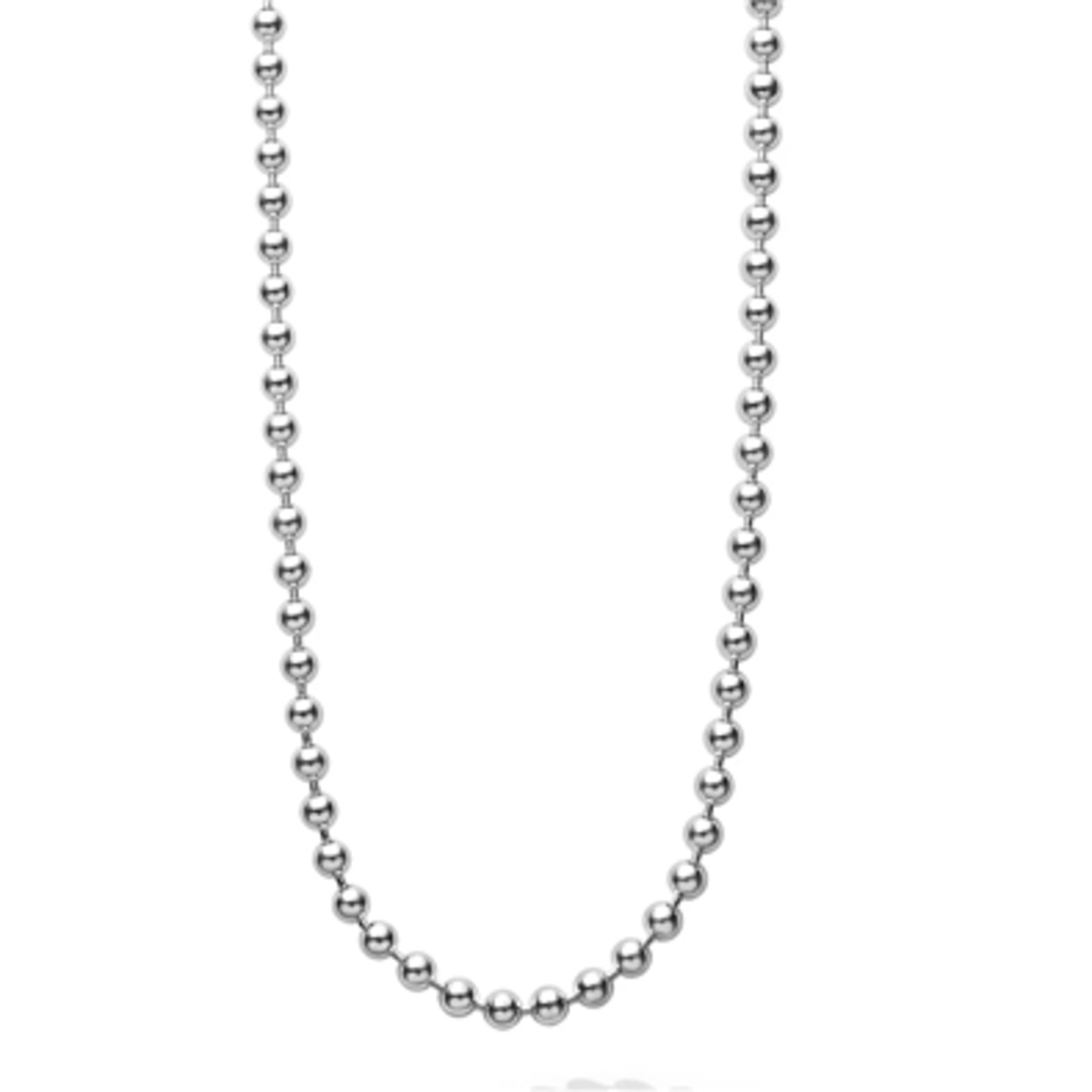 SILVER BEADED NECKLACE, STERLING SILVER