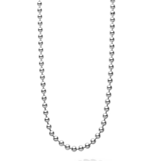 SILVER BEADED NECKLACE, STERLING SILVER