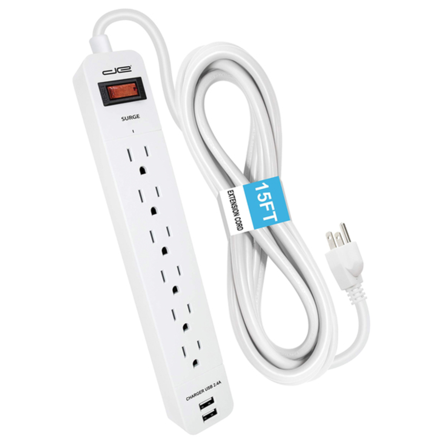 15FT 2USB SRG PT STRP WHT