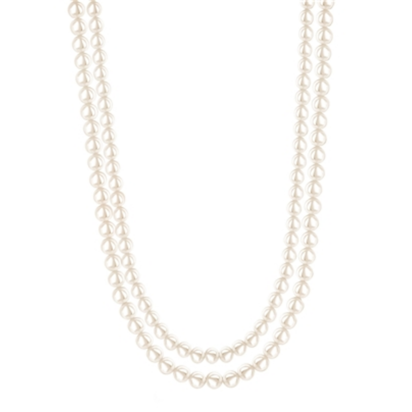 DOUBLE STRAND PEARL NECKLACE, WHITE, 25 INCH