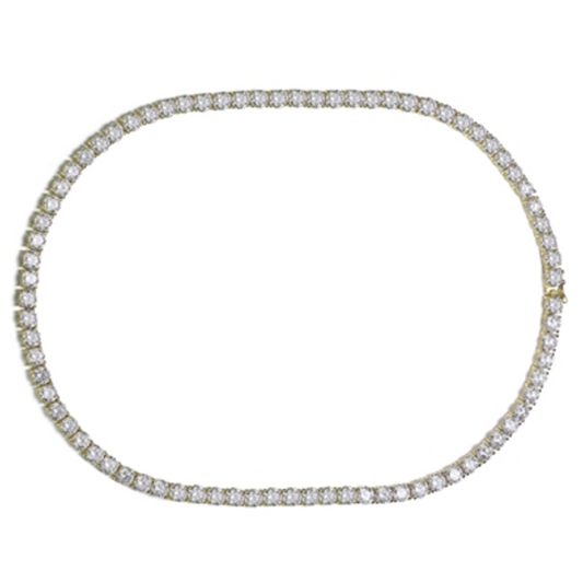 14K YELLOW GOLD CLASSIC TENNIS NECKLACE, GOLD, 17"