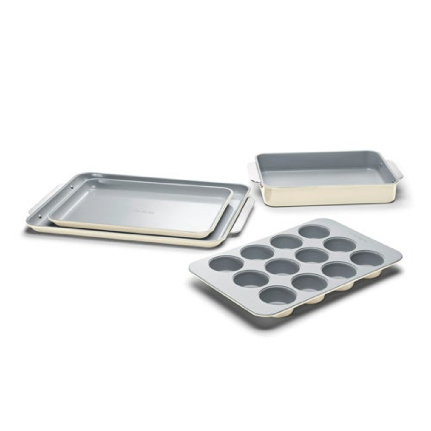 NON-TOXIC NONSTICK CERAMIC HALF BAKEWARE SET CREAM