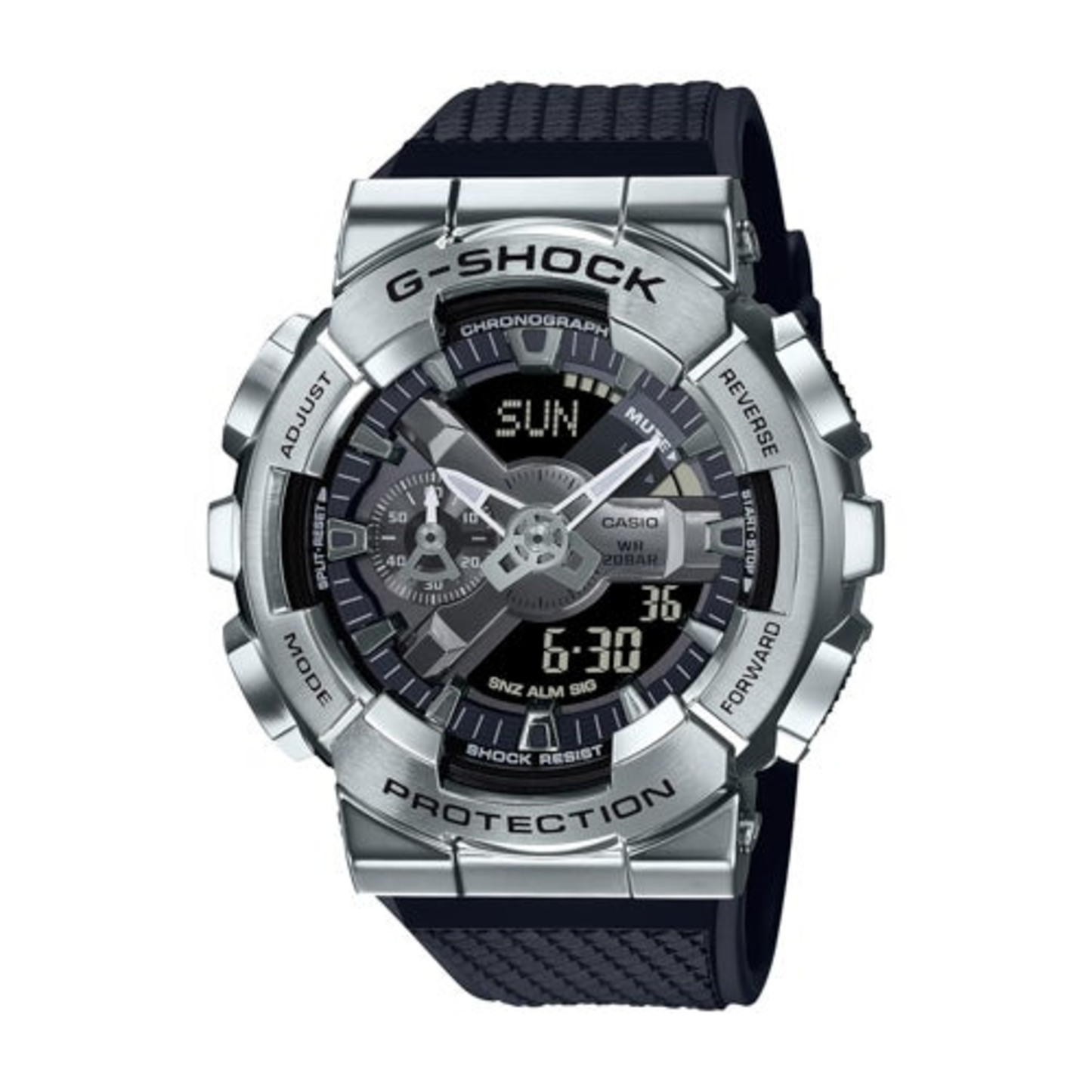 MEN'S G-SHOCK ANA-DIGI SILVER-TONE & BLACK RESIN WATCH