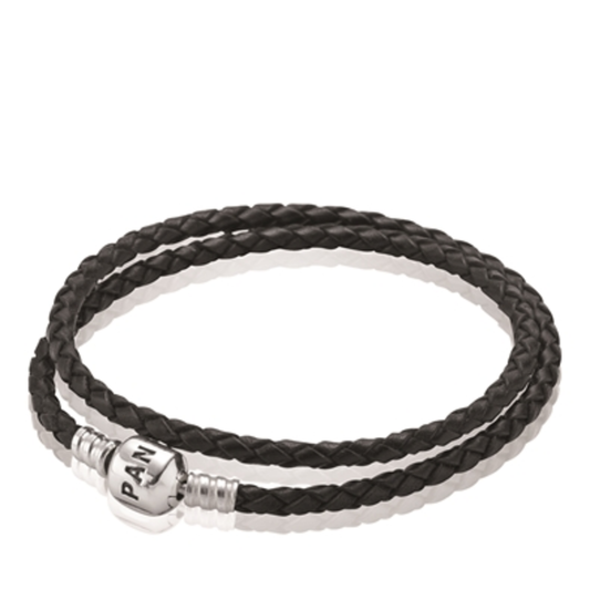 DOUBLE BRAIDED LEATHER, BLACK, 15IN.