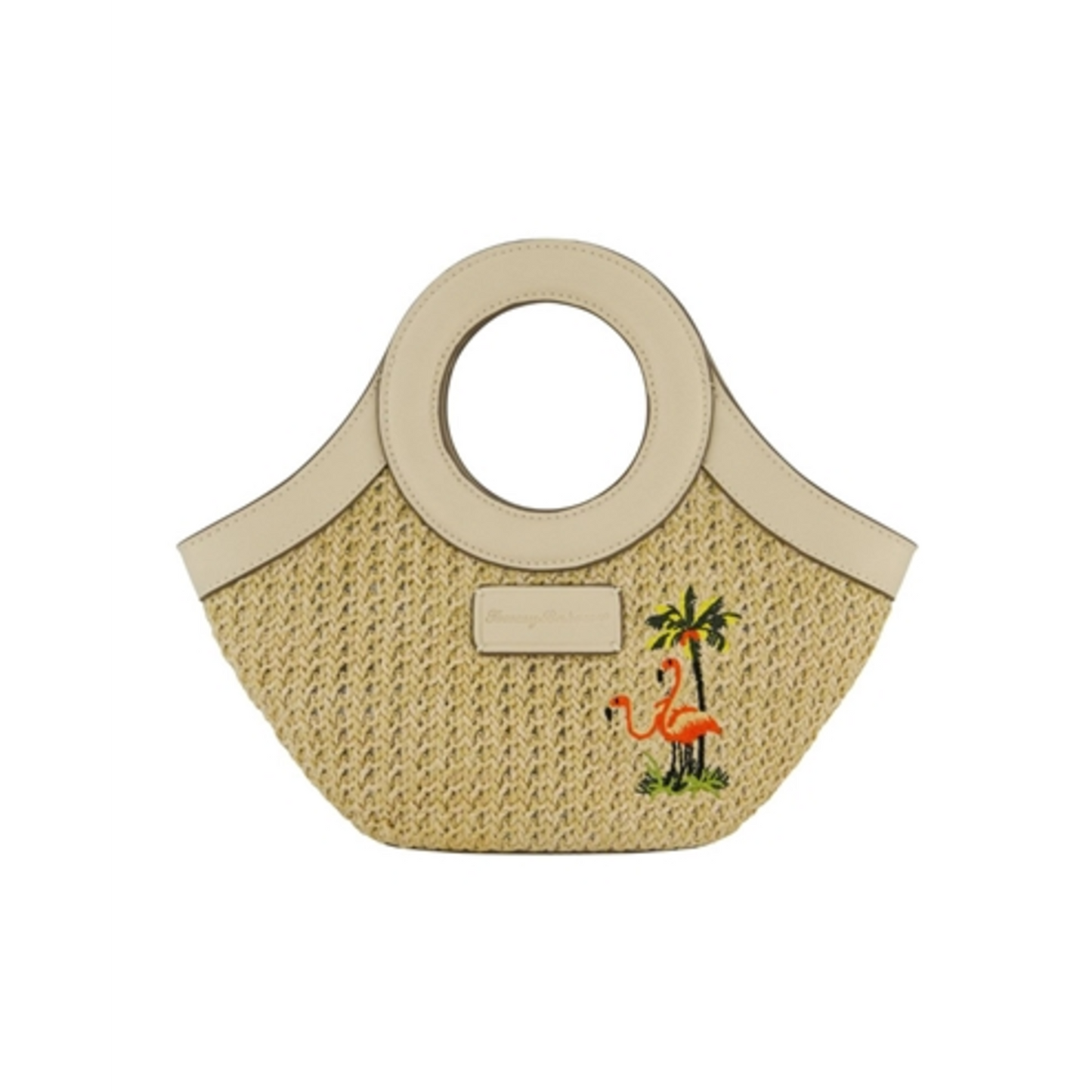 FLAMINGO EMBROIDERY MINI TOTE, CREAM
