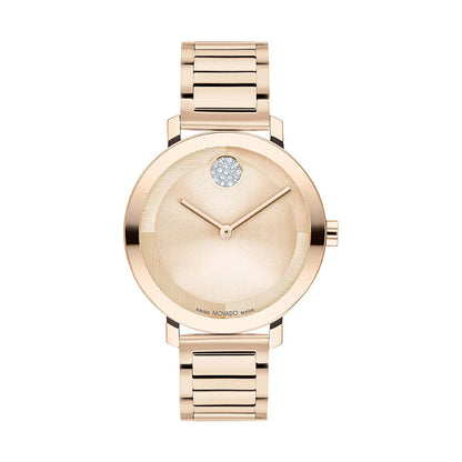 LADIES' BOLD EVOLUTION 2.0 ROSE GOLD-TONE SS WATCH W/ CRYSTAL DOT, RG DIAL