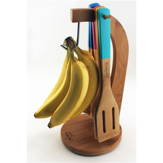 COOKNCO BAMBOO 7PC BANANA HANGER AND UTE, MULTI