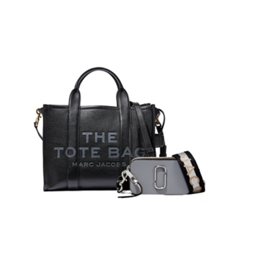 MEDIUM TOTE/SNAPSHOT 2 PC, BLACK/GREY