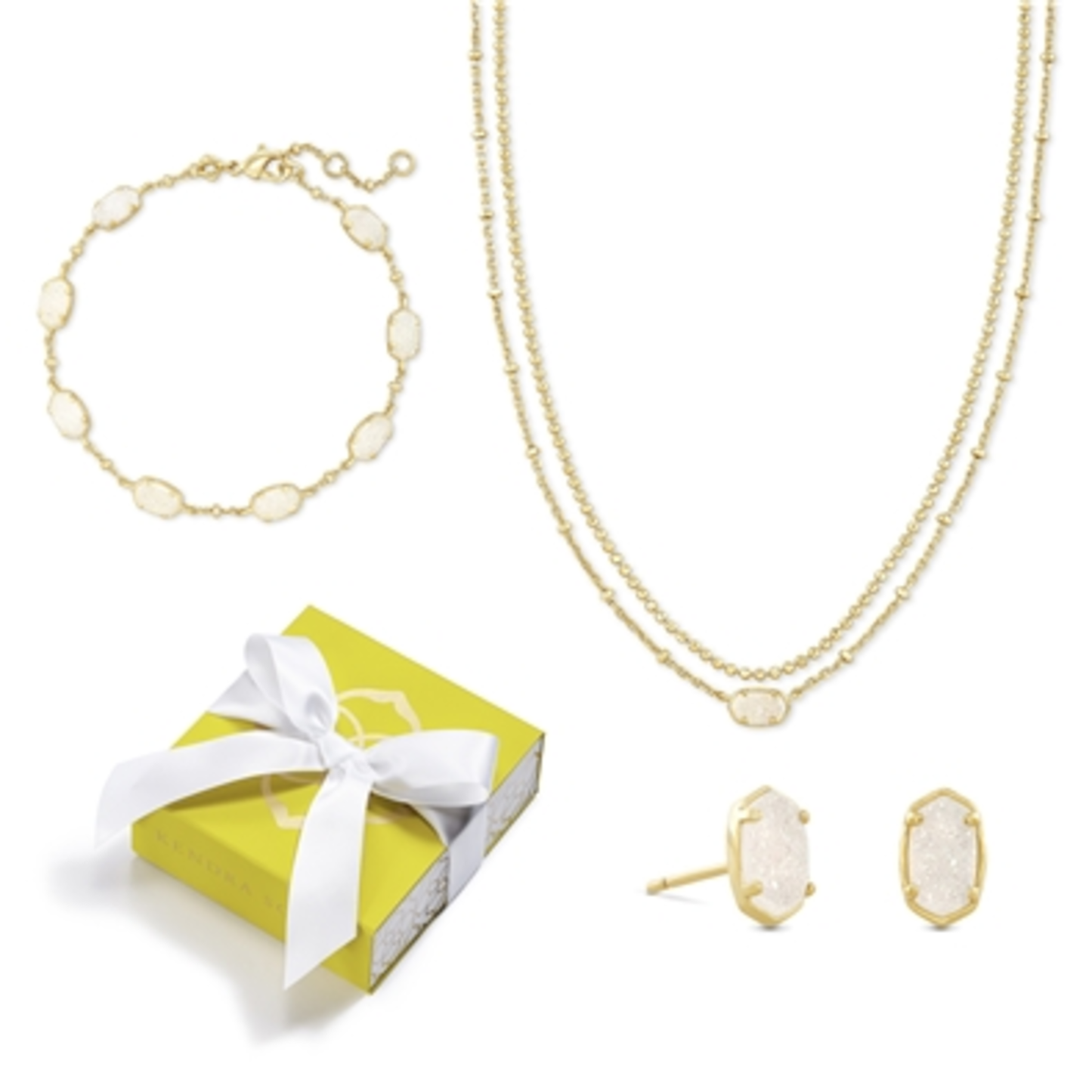 EMILIE GOLD IRIDESCENT DRUSY 3PC SET, GOLD IRIDESCENT DRUSY