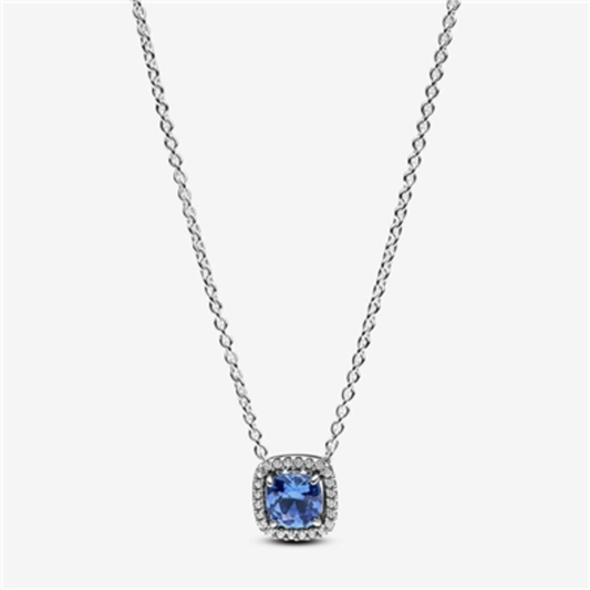 SPARKLING SQUARE HALO PENDANT NECKLACE