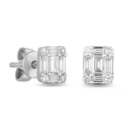 STERLING SILVER EARRINGS, SILVER, 7X5MM