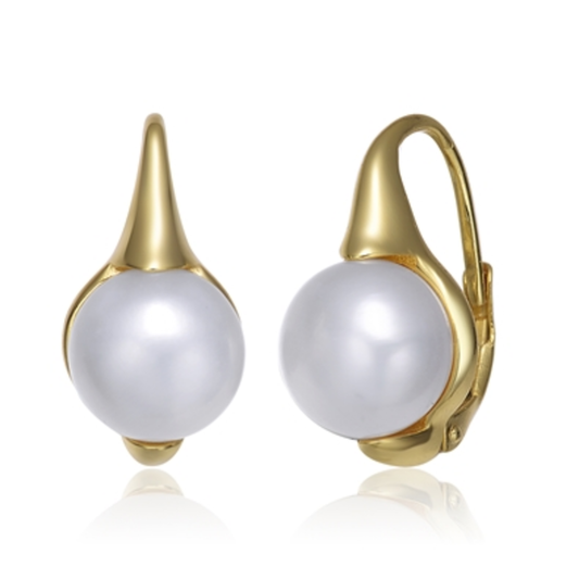 FRESHWATER PEARL LEVERBACK EARRINGS, GOLD, 0.74