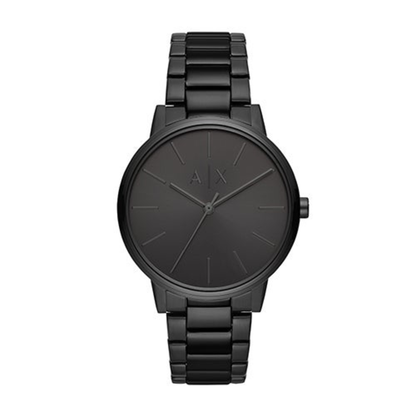 MENS CAYDE BLACK STAINLESS STEEL WATCH BLACK DIAL