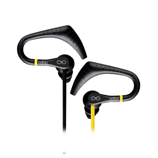 VEHO ZS2 WATER RESISTANT SPORTS EARPHONES - YELLOW/BLACK