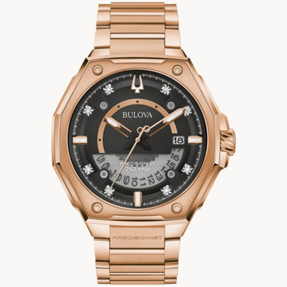 MEN'S SERIES X PRECISIONIST CHRONOGRAPH ROSE GOLD-TONE SS WATCH, BLACK DIAL