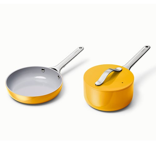 NONSTICK CERAMIC MINIS DUO COOKWARE SET - FRY PAN & SAUCEPAN MARIGOLD