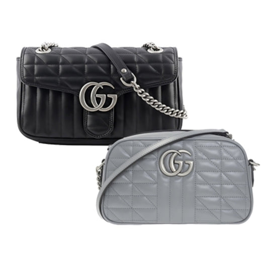 GG MARMONT SMALL SHOULDER BAG DUO, BLACK/GRAY