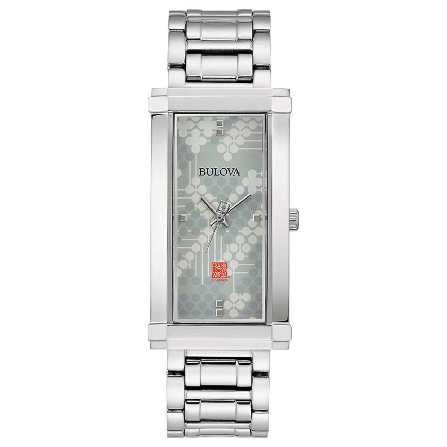 LADIES' PATTERN #106 SILVER-TONE STAINLESS STEEL RECTANGULAR WATCH, GRAY DIAL