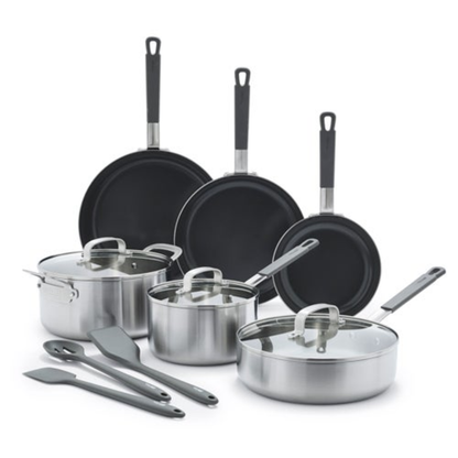 STAINLESS STEEL PFAS-FREE NONSTICK 12PC COOKWARE SET