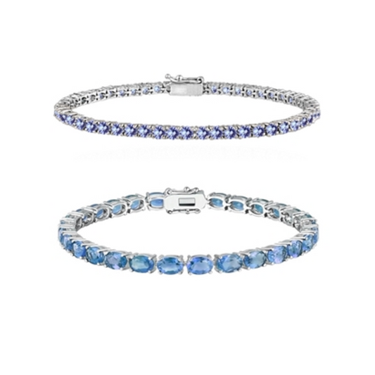 2 PACK CREATED TANZANITE TENNIS BRACELET, BLUE, 8"