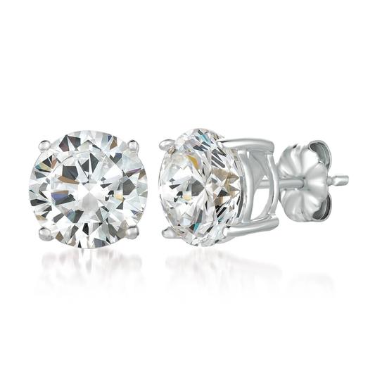 CRISLU SOLITAIRE BRILLIANT STUD EARRINGS FINISHED IN PURE PLATINUM - 6.0 CARAT