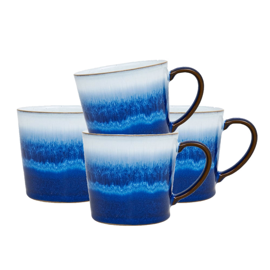 DENBY BLUE HAZE COUPE SET OF 4 MUGS