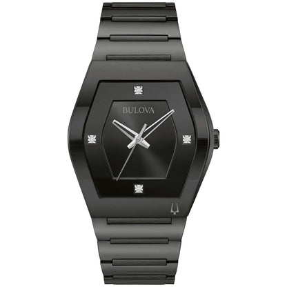 MEN'S MODERN GEMINI BLACK STAINLESS STEEL WATCH, BLACK DIAL