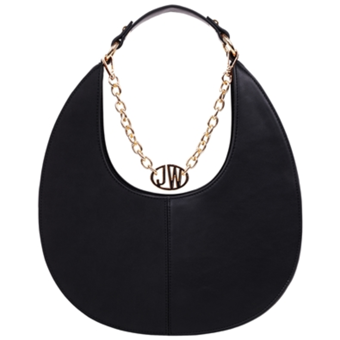 SMOOTH  AND  SUEDE SHOULDER BAG W/ CHAIN, BLACK