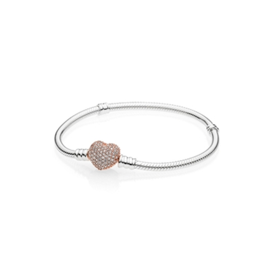 PANDORA MOMENTS PAVE HEART CLASP BRACELET
