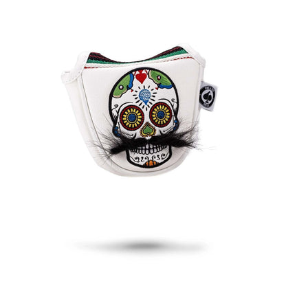 MUSTACHE SUGAR SKULL - MALLET PUTTER COVER WHITE