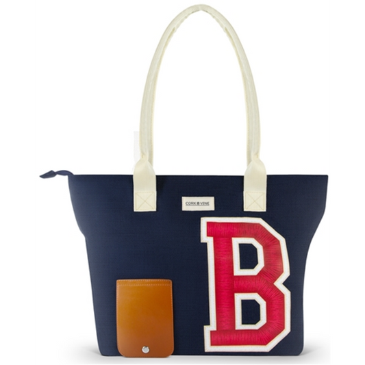 WINE TOTE, NAVY BLUE