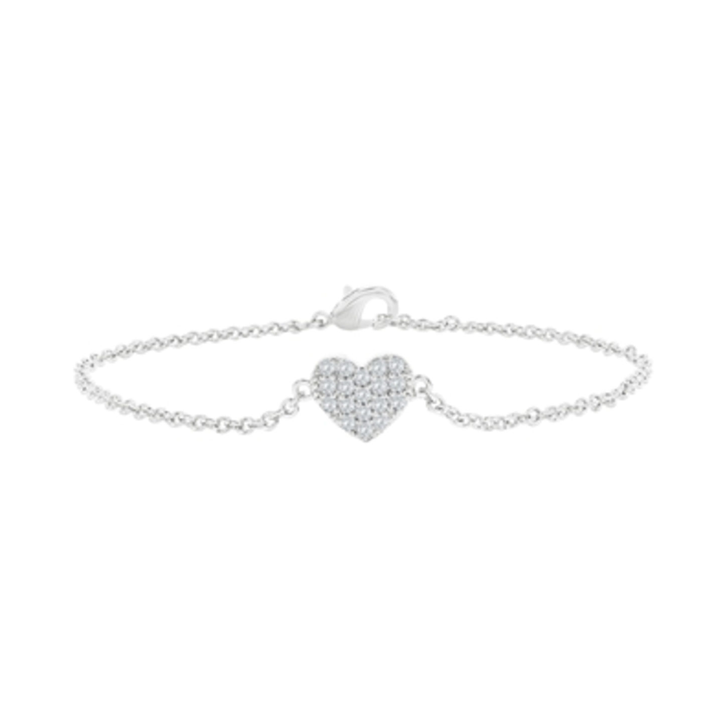 CRYSTAL HEART BRACELET, SILVER, 9"