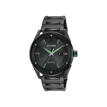 MENS ECO-DRIVE CTO BLACK ION-PLATED WATCH BLACK DIAL