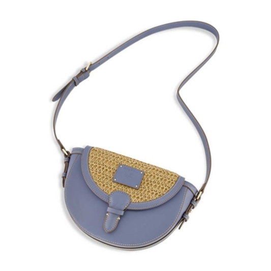 RAFFIA CROSSBODY FLAP BAG, NAVY