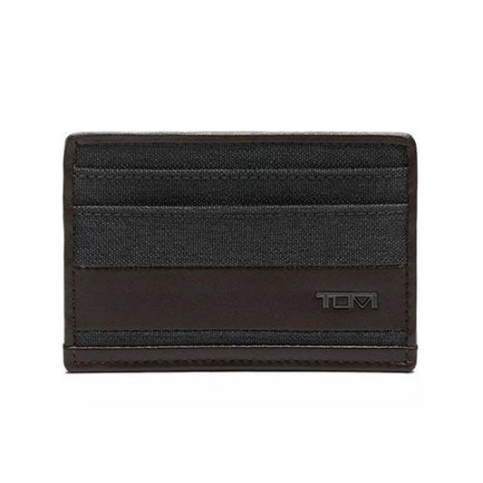ALPHA SLIM CARD CASE ANTHRACITE/BROWN