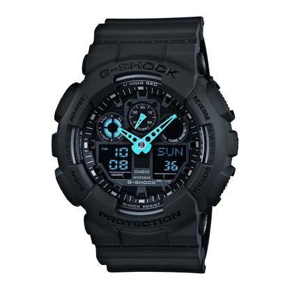 G-SHOCK ANALOG DIGITAL GRAY AND NEON BLUE WATCH