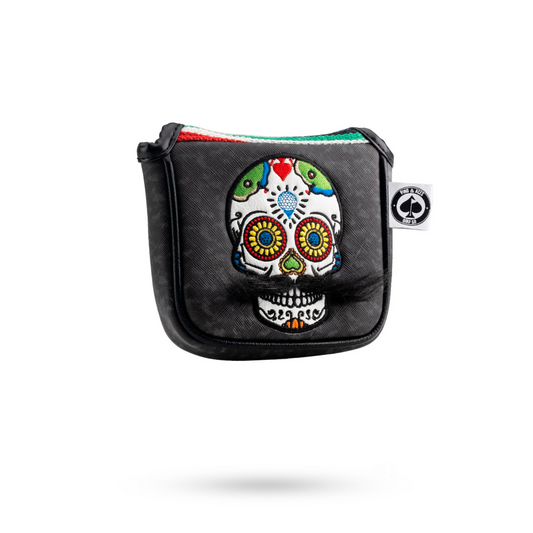 MUSTACHE SUGAR SKULL - MALLET PUTTER COVER GRAY CAMO