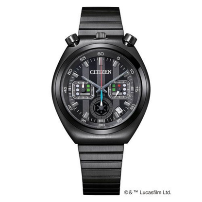 MEN'S QUARTZ STAR WARS DARTH VADER BLACK STAINLESS STEEL BRACELET, BLACK DIAL