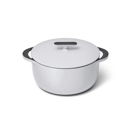 6.5QT ENAMELED CAST IRON DUTCH OVEN W/ FLAT LID GRAY