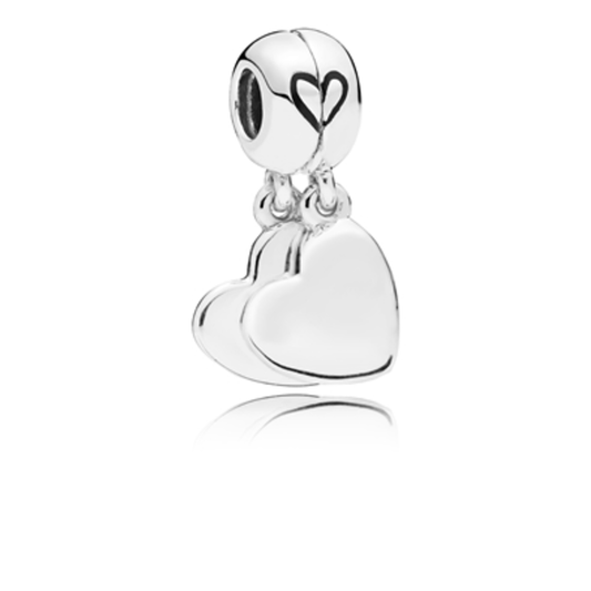 MOTHER  AND  SON HEART SPLIT DANGLE CHARM, STERLING SILVER