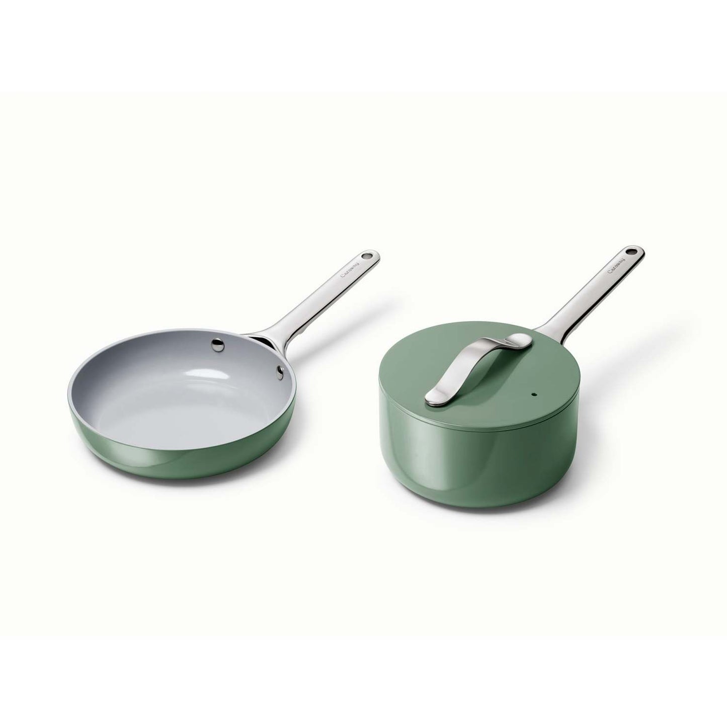 NONSTICK CERAMIC MINIS DUO COOKWARE SET - FRY PAN & SAUCEPAN SAGE