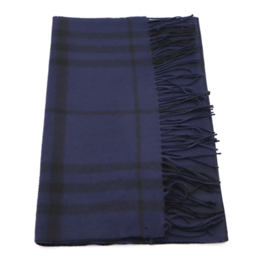 GIANT CHECK WOOL SCARF, NAVY IP CHECK