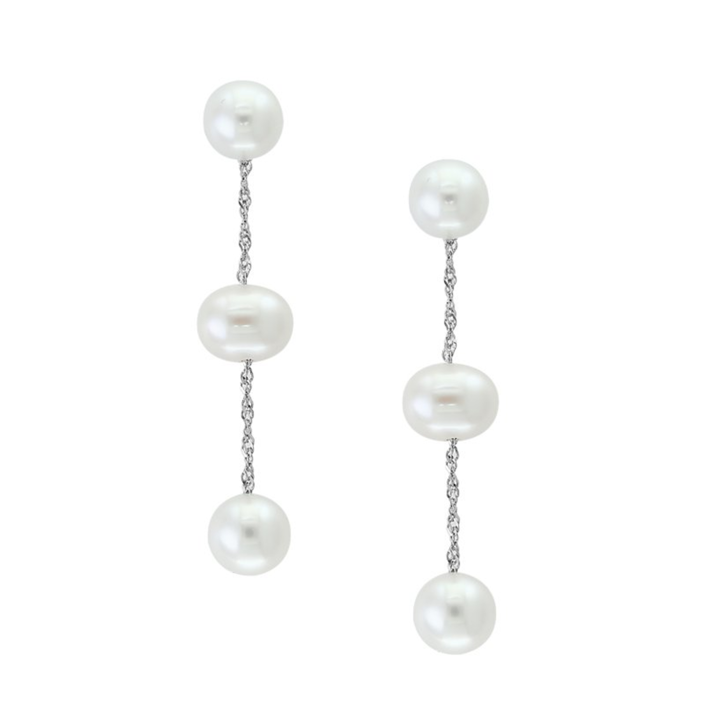 LALI JEWELS 14K WHITE GOLD WHITE FRESH WATER PEARL EARRING