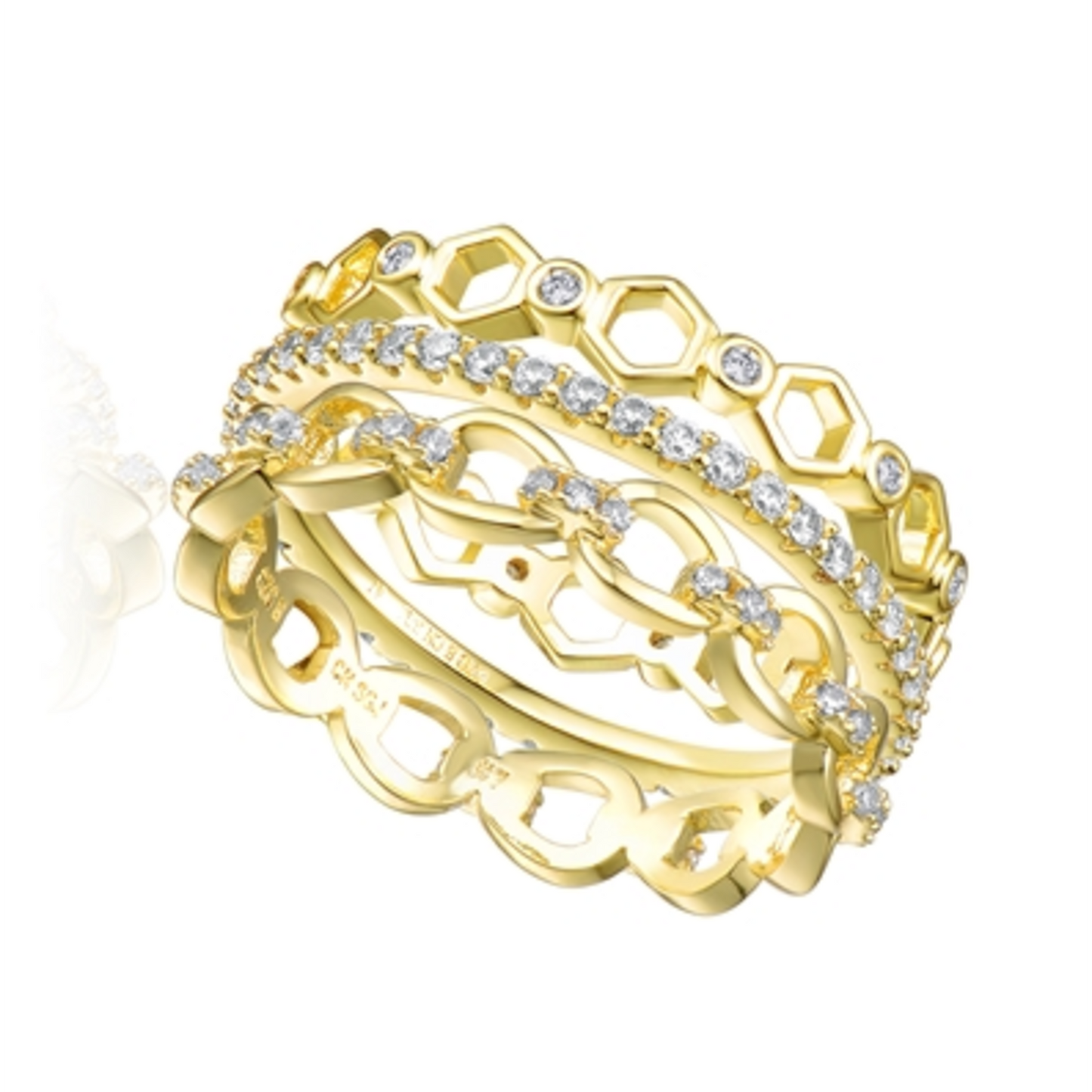 14K YELLOW GOLD LUXURY STATEMENT RING, GOLD, 7"