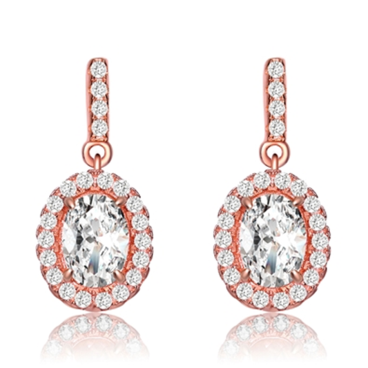 CZ RHODIUM CLASSIC DANGLING  EARRINGS, CLEAR