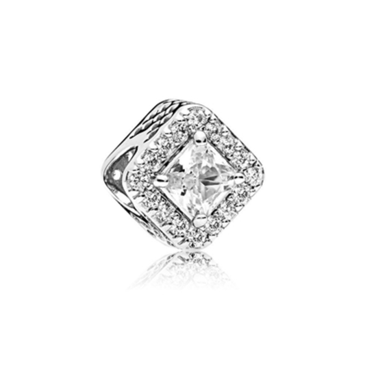 GEOMETRIC RADIANCE CHARM, STERLING SILVER CLEAR CZ