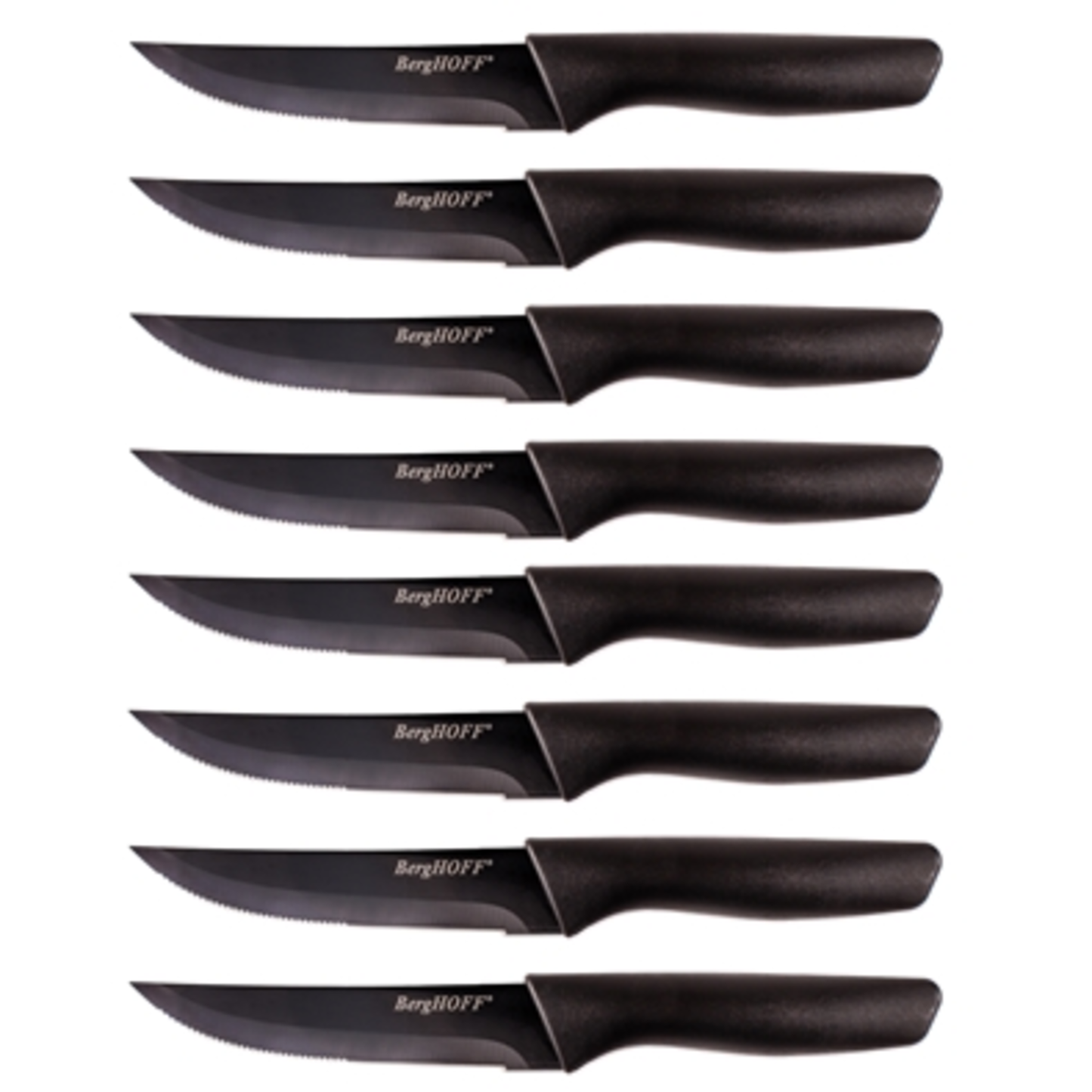 8PC SERRATED STEAK KNIFE SET WITH NS SS, BLACK