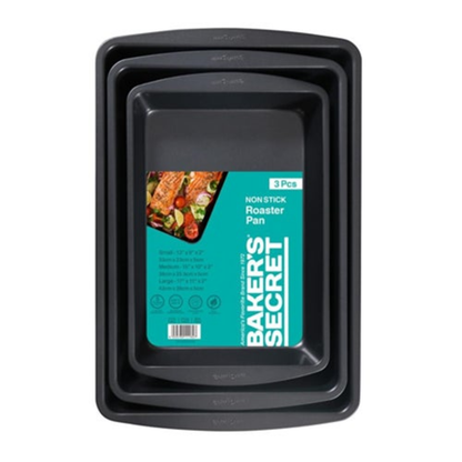 3PC ESSENTIAL LINE NONSTICK ROASTER PAN SET DARK GRAY