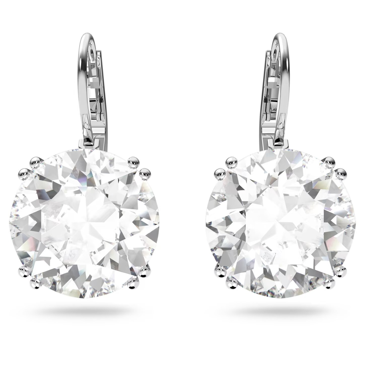 SWAROVSKI MILLENIA DROP EARRINGS ROUND CUT, WHITE, RHODIUM PLATED